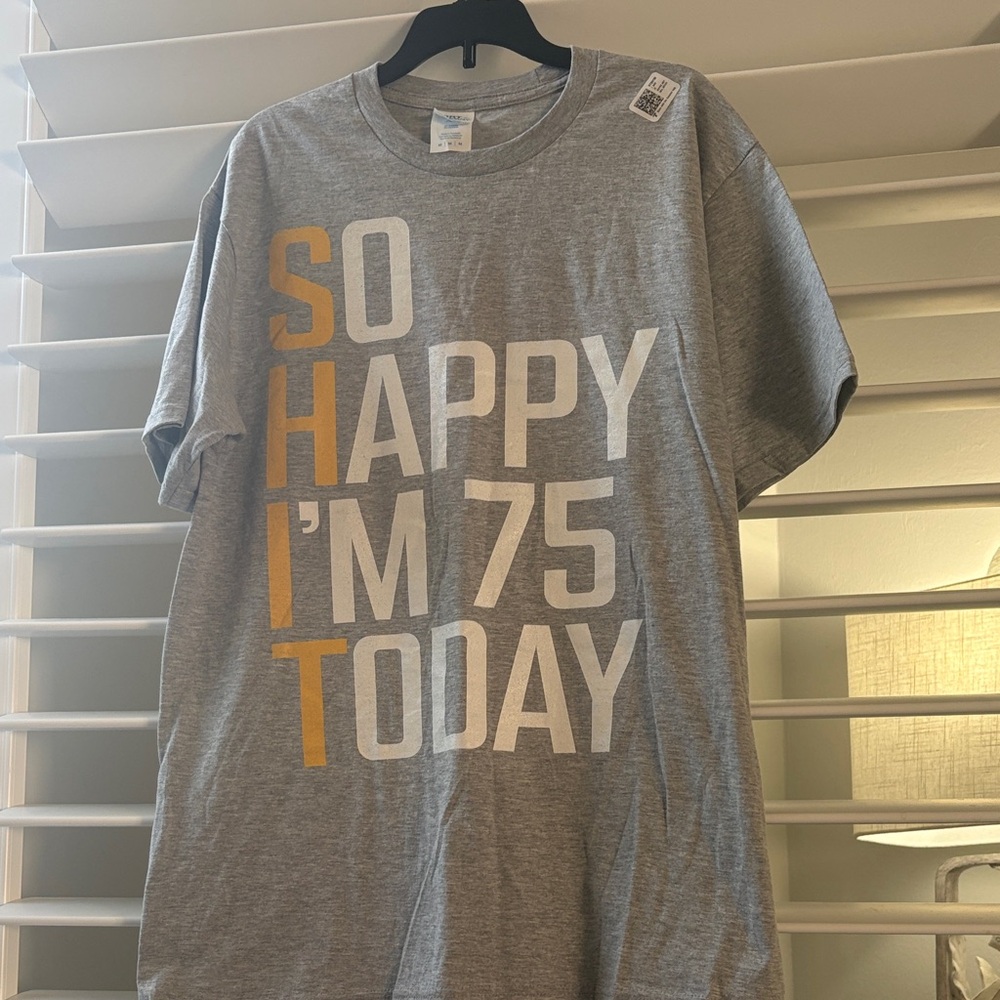 NWOT Port Company Men's 75th Happy Birthday T Shirt; Sz: M